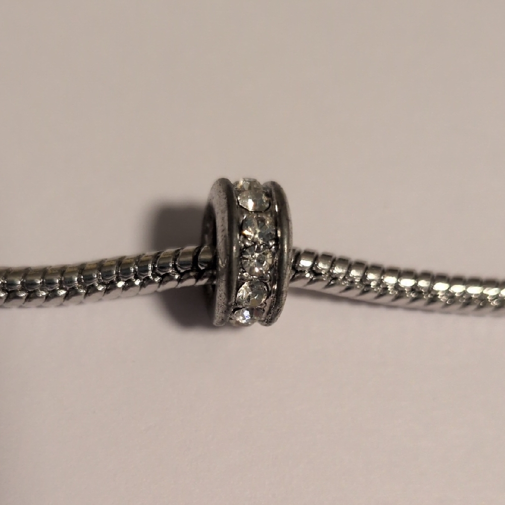 Silver Rhinestones Spacer Charm for‎ Pandora Style Bracelet